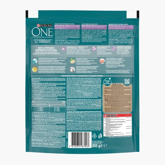 Hrană uscată pentru pisici adulte, 800g, One Sensitive cu curcan și orez
