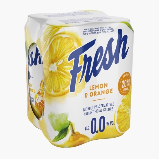 Bere blondă fără alcool mix cu suc de lămâie și portocale doză 4x0.5l
