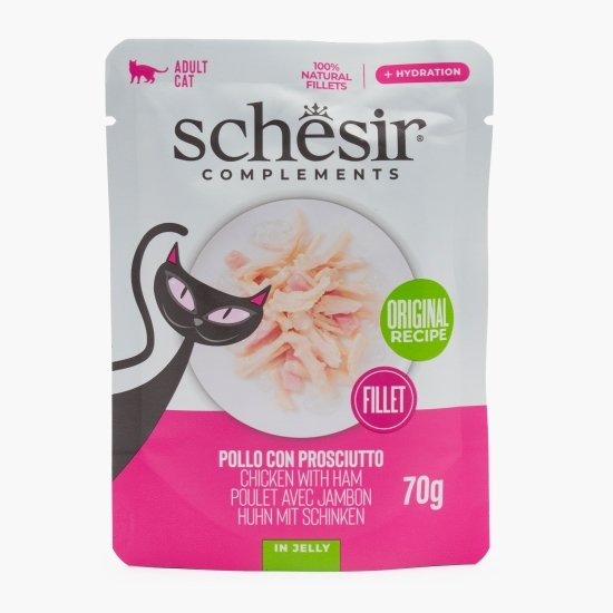 Hrană umedă pentru pisici adulte, 70g, pui cu șuncă în aspic
