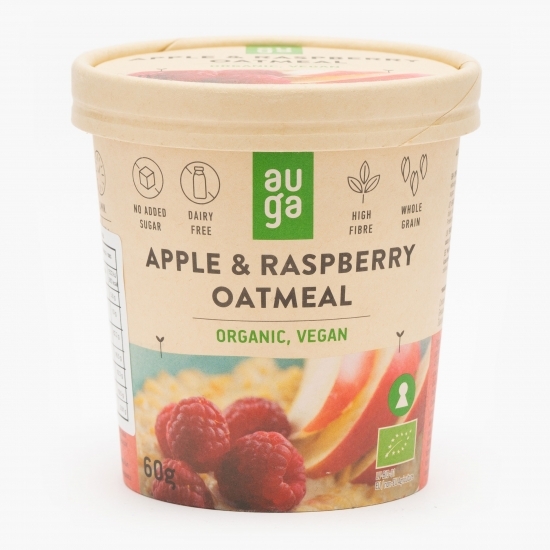 Porridge eco instant din ovăz integral cu mere și zmeură 60g