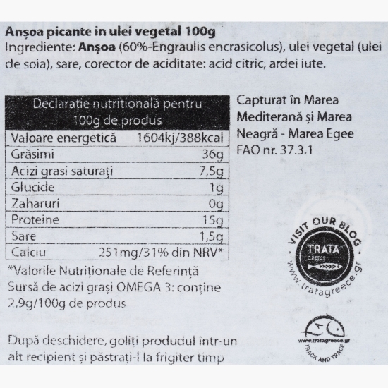 Anșoa picant în ulei vegetal 100g