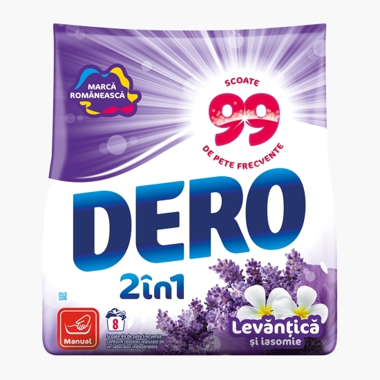 Detergent de rufe pudră manual 2în1 Levănțică & iasomie, 8 spălări, 400g