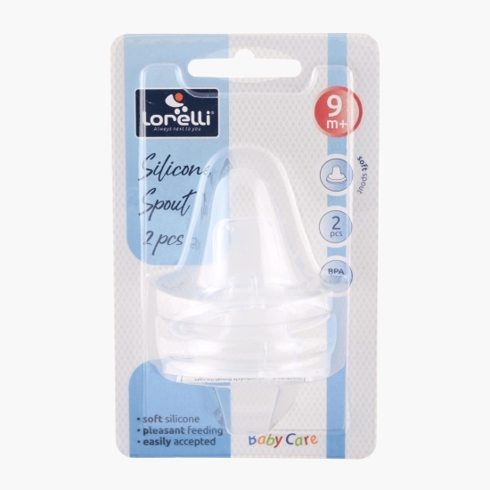 Set 2 tetine adaptor moale din silicon, pentru căni și biberoane cu gât larg, 9 luni+