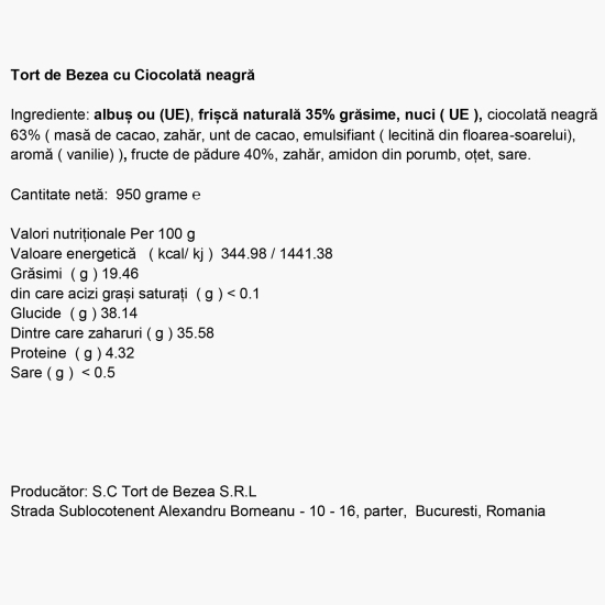 Tort de bezea cu ciocolată 950g
