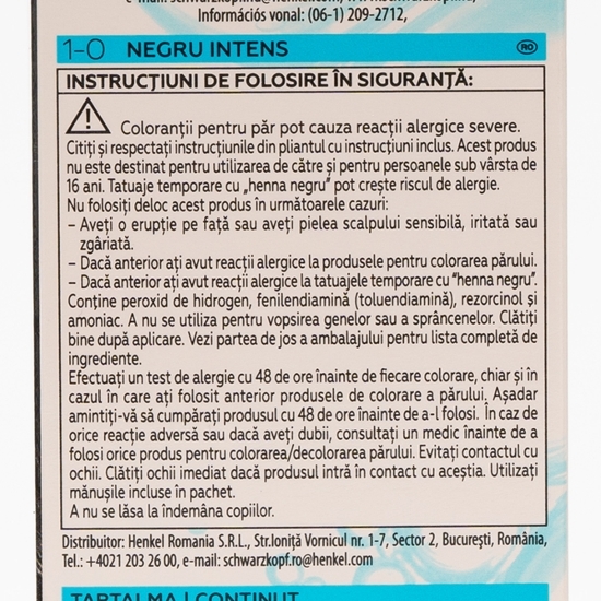 Vopsea de păr permanentă Color 1-0 negru intens 142.5ml
