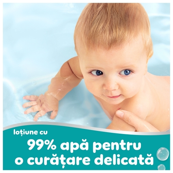 Șervețele umede pentru bebeluși, 99% apă, 60 buc