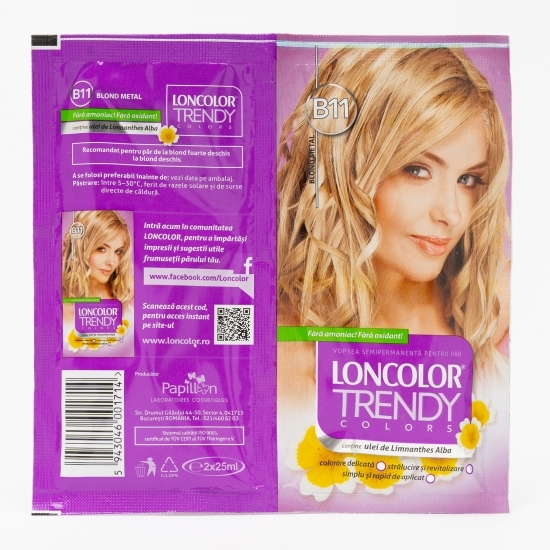 Vopsea semipermanentă pentru păr B11 blond metal plicuri 2x25ml