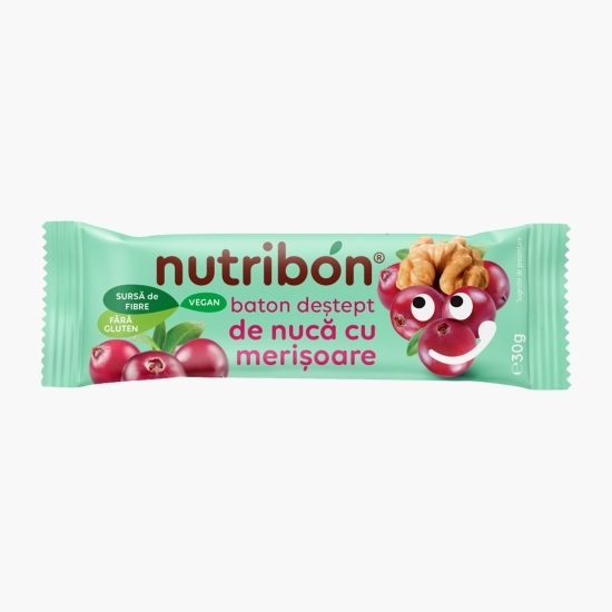 Baton vegan de merișoare cu nucă, fără gluten 30g
