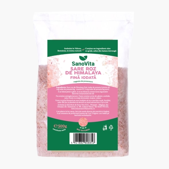Sare roz de Himalaya fină iodată, 500g