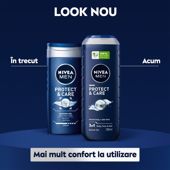 Gel de duș pentru bărbați Protect & Care 3în1, pentru corp, față și păr 0.5l