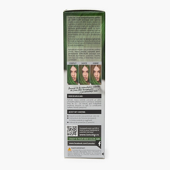 Mască (cremă) colorantă semipermanentă pentru păr G77 verde GoCrazy 100ml