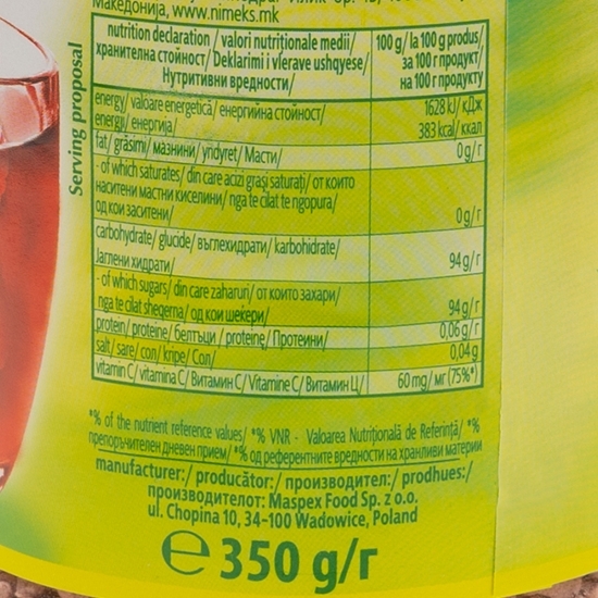 Băutură solubilă cu extract de ceai, cu gust de zmeură și vitamina C 350g
