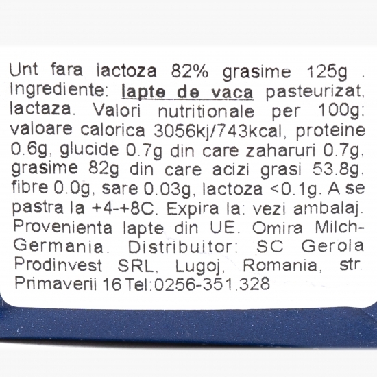 Unt fără lactoză, 82% grăsime, 125g