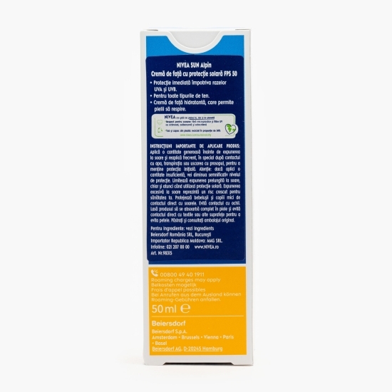 Cremă de față cu SPF50 Alpin, 50ml