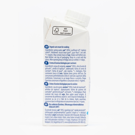 Cremă ecologică vegetală din ovăz pentru gătit, 0.2l 