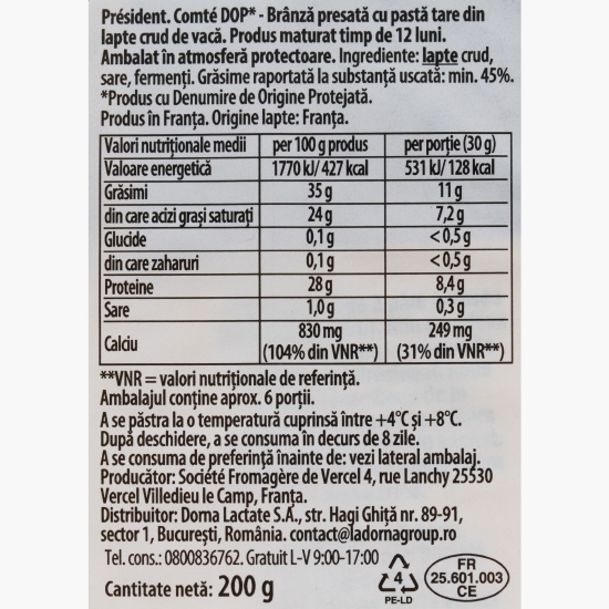 Brânză Comté maturată 12 luni DOP, 200g