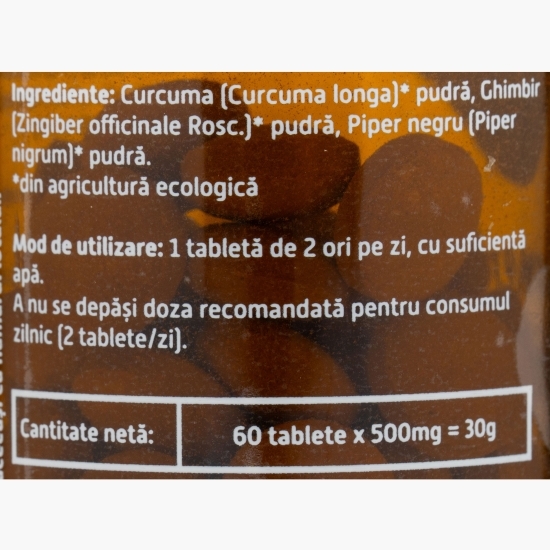 Turmeric, ghimbir și piper eco, 60 tablete