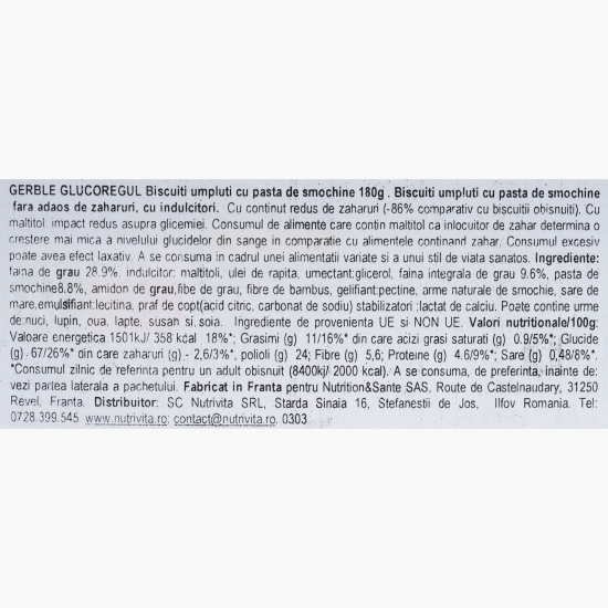 Biscuiți cu umplutură de smochine, fără zahăr, 180g