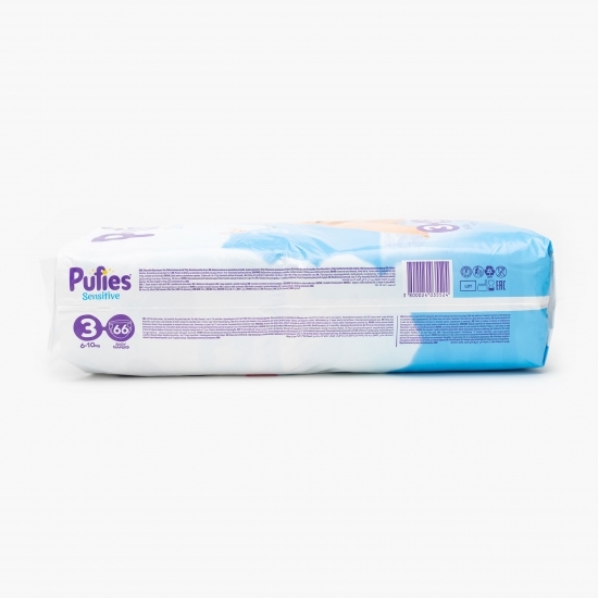 Scutece Sensitive, 3 Midi, Maxi Pack, 6-10 kg, 66 buc
