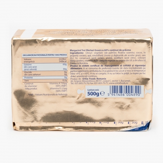 Margarină Original trei sferturi grasă, 60% grăsime 500g