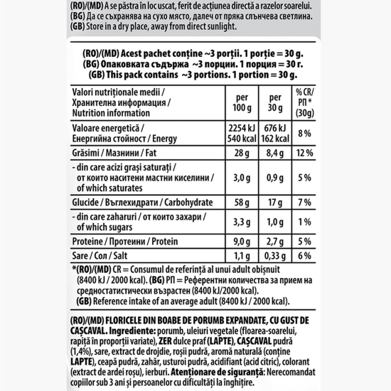 Popcorn cu gust de cașcaval 75g