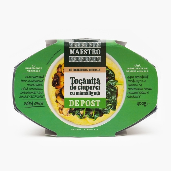 Tocăniță de ciuperci cu mămăliguță de post 400g