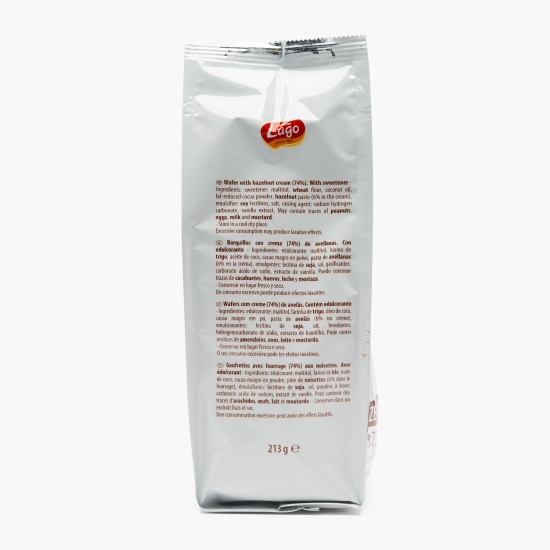 Napolitană cu cremă de alune, fără zahăr 213g