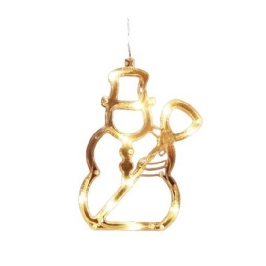 Decorațiune de Crăciun luminoasă în formă de Om de zăpadă, cu ventuză, 19x18 cm
