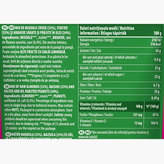 Mix de migdale, stafide și arahide Party Mix 120g