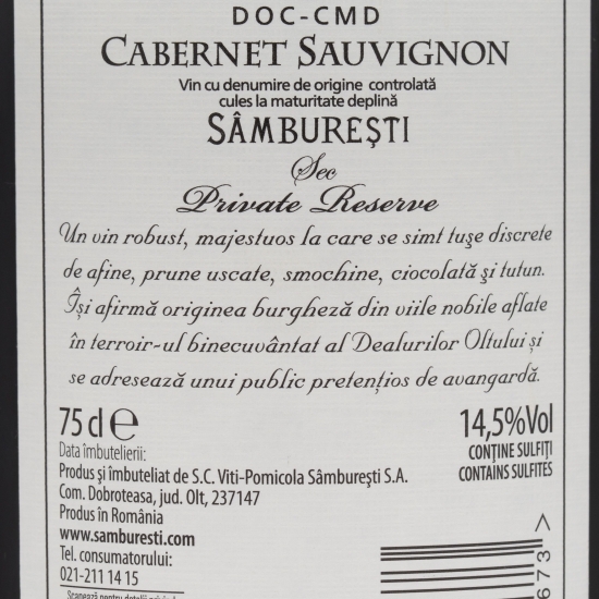 Vin roșu sec Cabernet Sauvignon, 14.5%, 0.75l