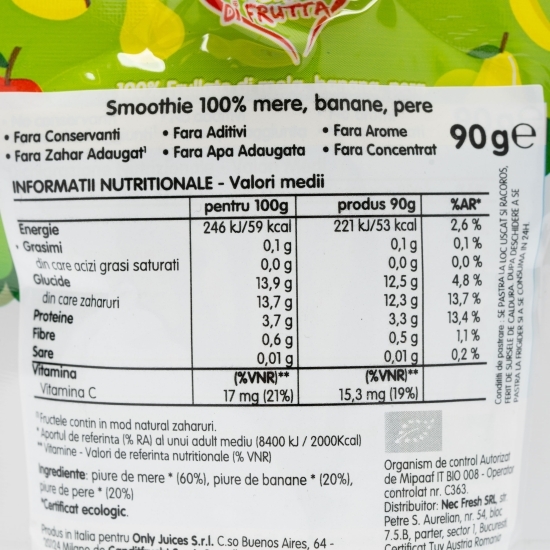 Smoothie „Elefant” ecologic de fructe pentru copii 90g