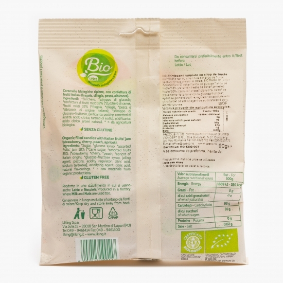 Bomboane eco umplute cu sirop de fructe 90g