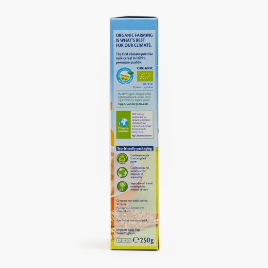 Lapte & Cereale eco - fructe cu iaurt, fără zahăr adăugat, +8 luni, 250g