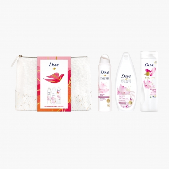Set cadou Nourishing Secrets gel de duș 250ml + loțiune de corp 250ml+ antiperspirant spray 150ml