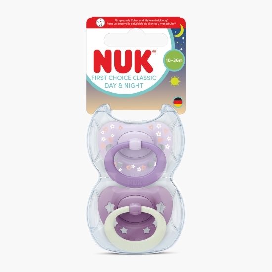 Suzete Day & Night, 18-36 luni, roz, 2 buc