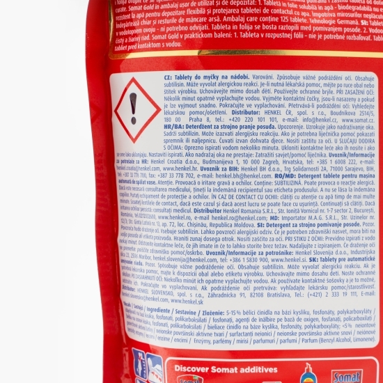 Detergent capsule pentru mașina de spălat vase Gold, 125 spălări