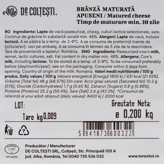 Brânză maturată Apuseni 200g