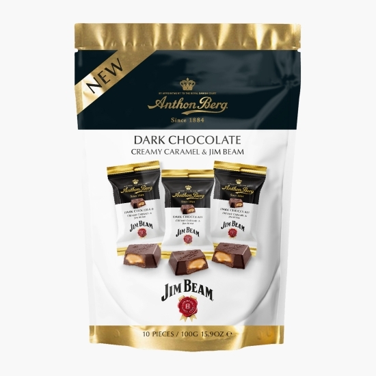 Mini tablete de ciocolată amăruie cu cremă de caramel și whisky 100g