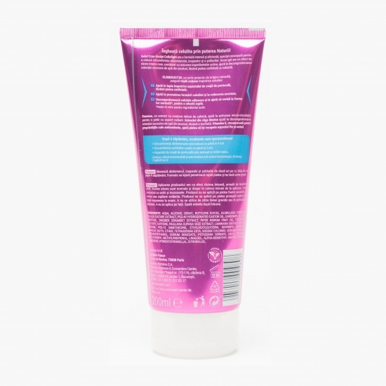 Gel anticelulitic pentru abdomen și șolduri, Cryo-Sculpt, Cellufight, 200ml