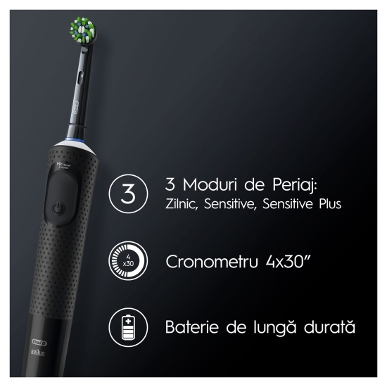 Set 2 x Periuță de dinți electrică Vitality Pro, negru/violet