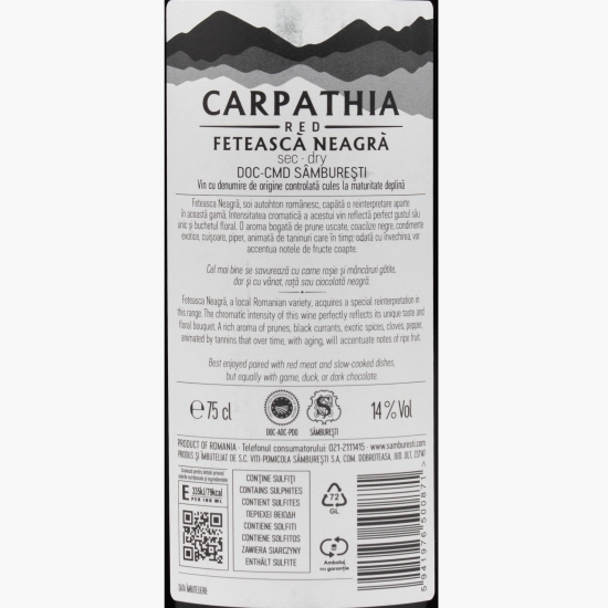 Vin roșu sec Fetească Neagră, 14%, 0.75l