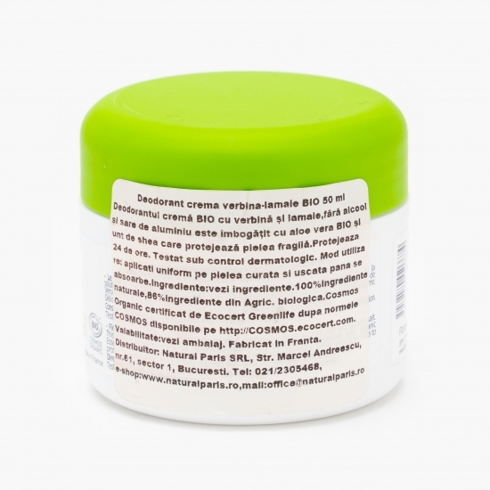 Deodorant cremă bio cu verbină și lămâie 50ml