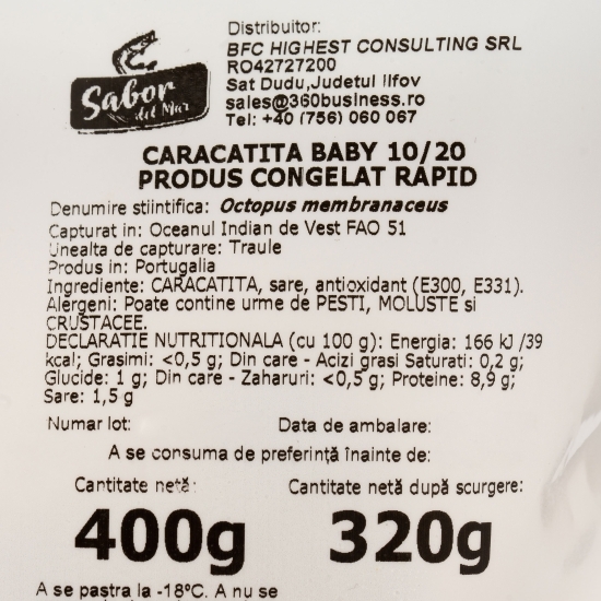 Caracatiță baby 10/20, 400g