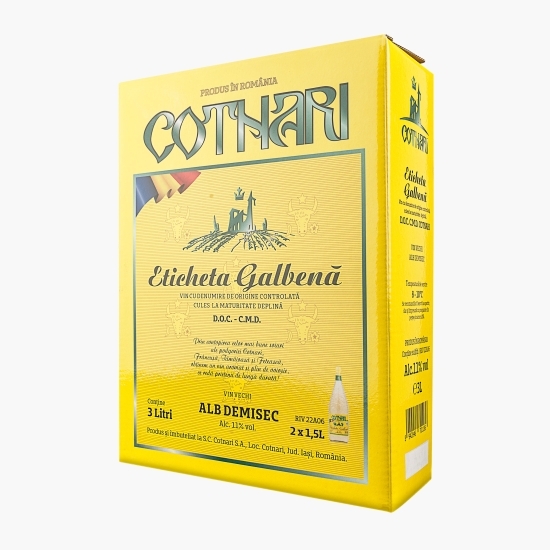 Vin alb demisec Eticheta Galbenă, 11%, bag in box 3l