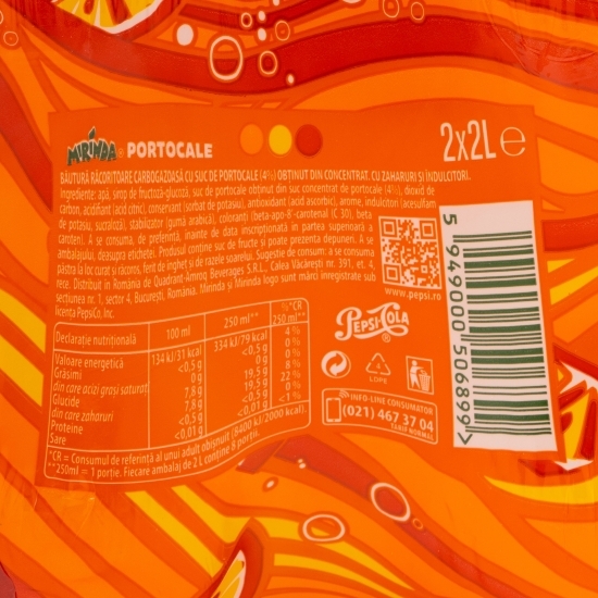 Băutură răcoritoare carbogazoasă cu suc de portocale 2x2l 