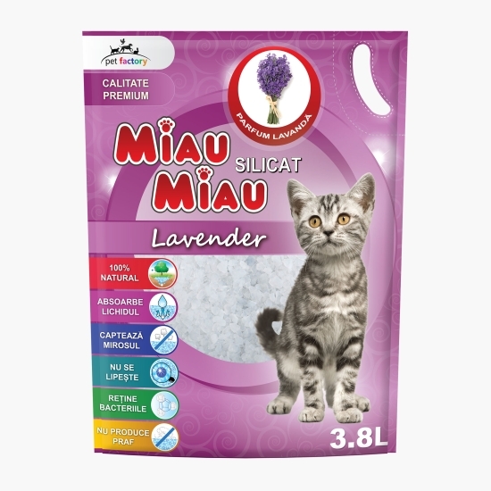 Așternut silicatic cu miros de lavandă pentru pisici 3.8l