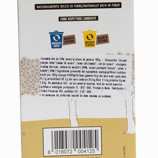 Ciocolată eco, 70% cacao, cu alune de pădure 100g