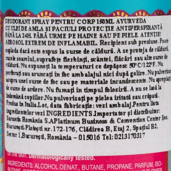 Deodorant spray pentru corp Ayurveda 150ml