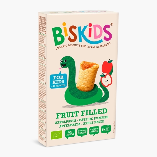Biscuiți ecologici pentru copii, cu umplutură de măr, fără zahăr, +36 luni 120g
