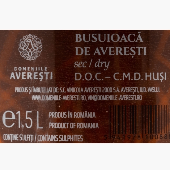 Vin rose sec Busuioacă de Averești, D.O.C. Huși, 14%, 1.5l
